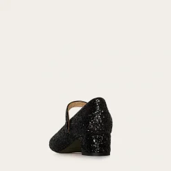 Dora Czółenka Na Niskim Obcasie, Czarny Brokat