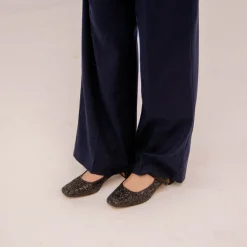 Dora Czółenka Na Niskim Obcasie, Czarny Brokat