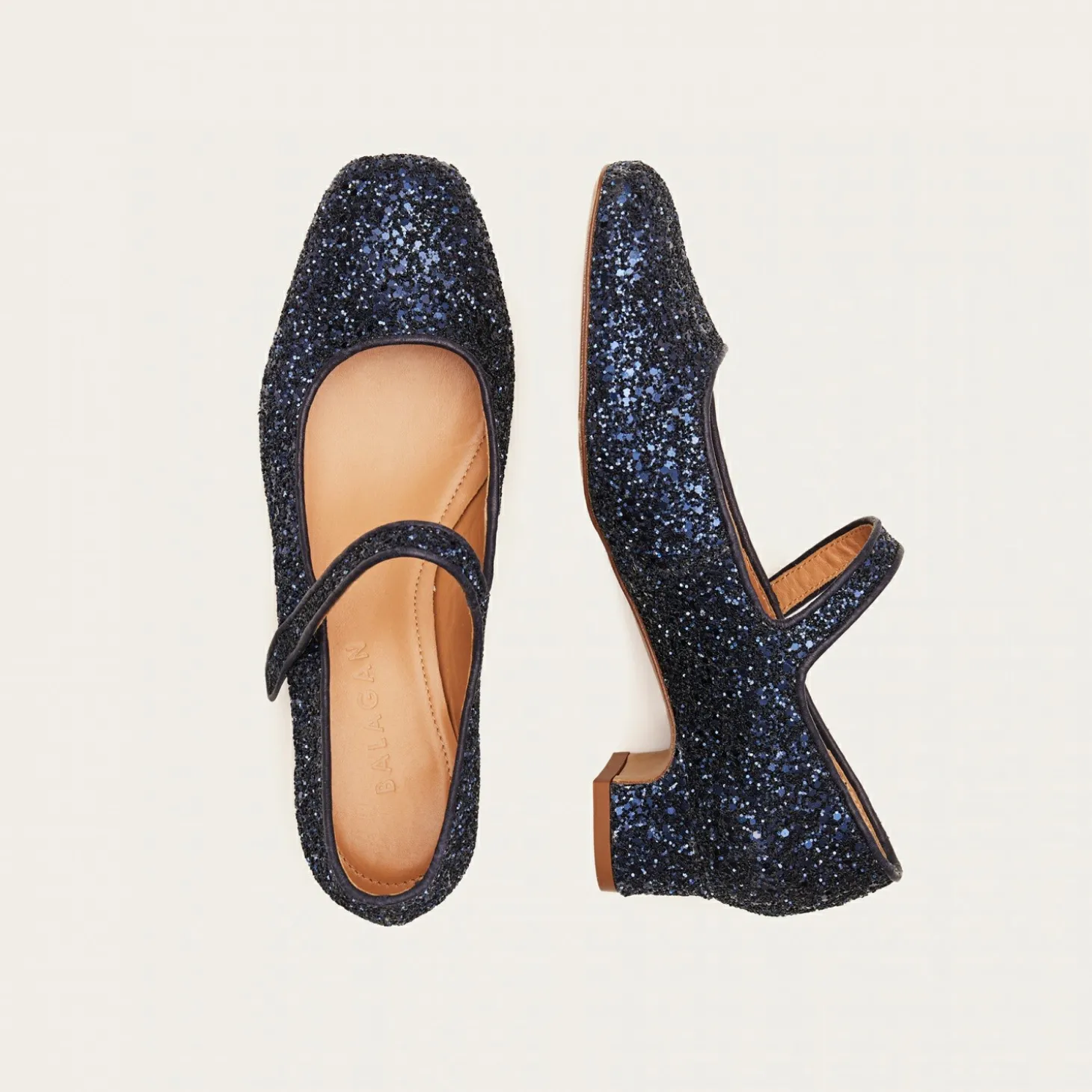 Dora Czółenka Na Niskim Obcasie, Granatowy Brokat