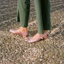 Dora Czółenka Na Niskim Obcasie, Metaliczny Rozowy