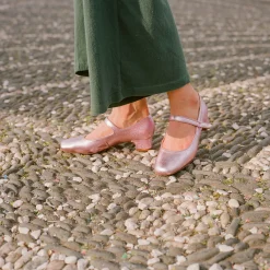 Dora Czółenka Na Niskim Obcasie, Metaliczny Rozowy