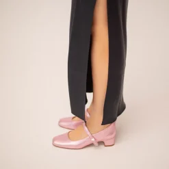 Dora Czółenka Na Niskim Obcasie, Metaliczny Rozowy