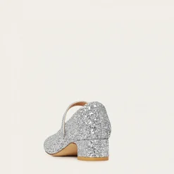 Dora Czółenka Na Niskim Obcasie, Srebrny Brokat