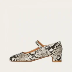 Dora Czółenka Na Niskim Obcasie, Zlamana Biel Wzor Pytona