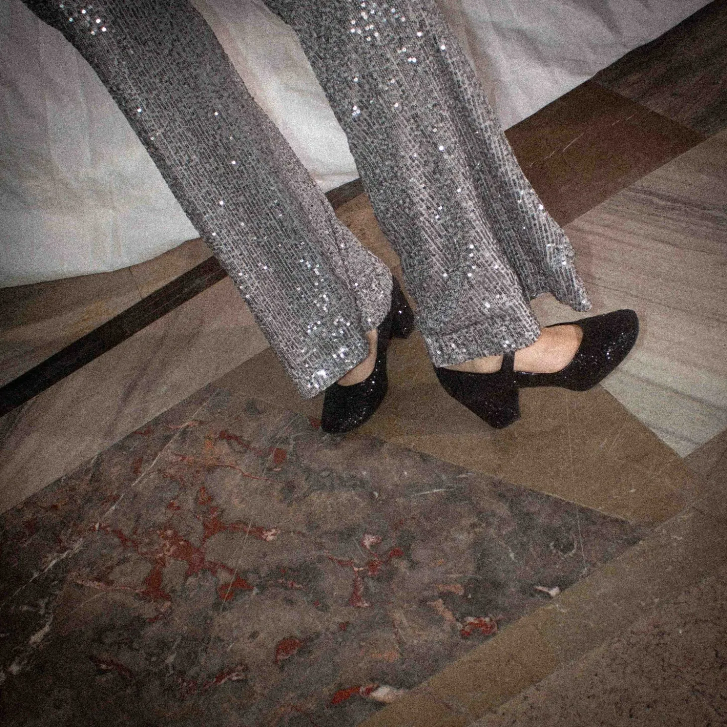 Dora Czółenka Na Wysokim Obcasie, Czarny Brokat