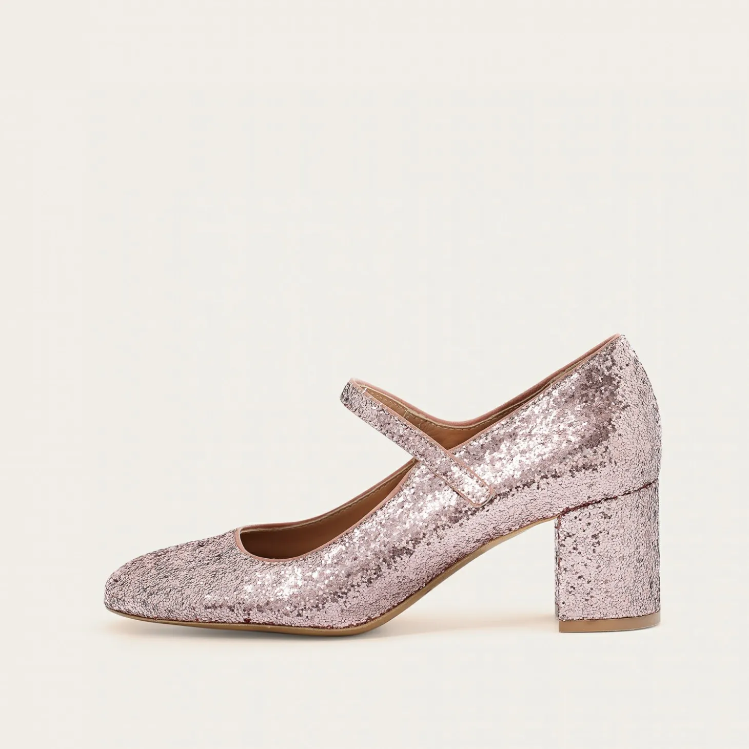 Dora Czółenka Na Wysokim Obcasie, Pudrowy Brokat