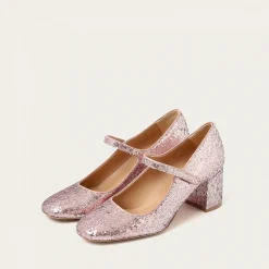 Dora Czółenka Na Wysokim Obcasie, Pudrowy Brokat