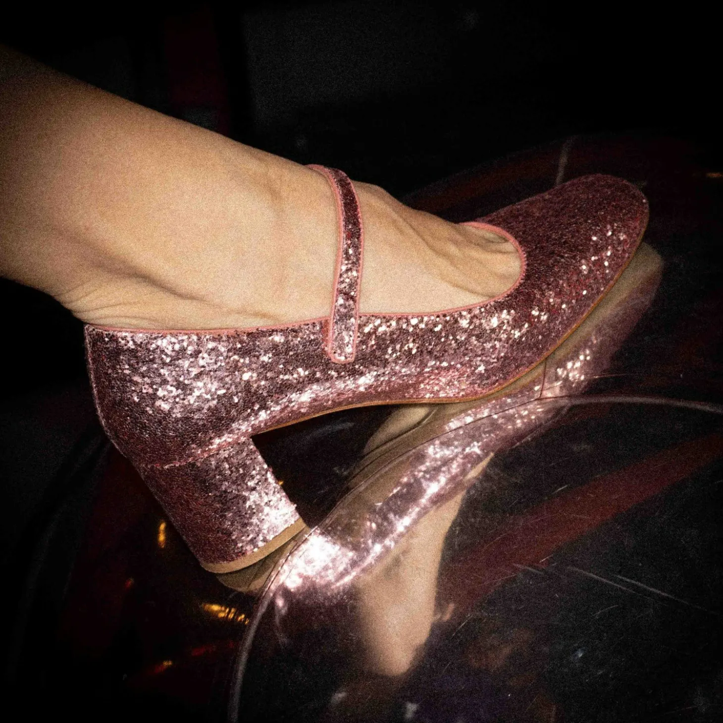 Dora Czółenka Na Wysokim Obcasie, Pudrowy Brokat