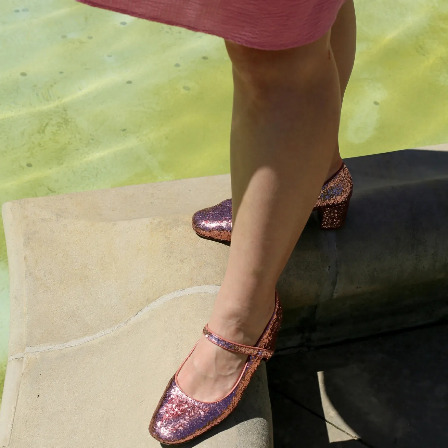 Dora Czółenka Na Wysokim Obcasie, Pudrowy Brokat