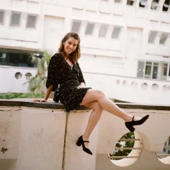 Dora Czółenka Na Wysokim Obcasie, Czarny Zamsz