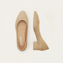 Migdal Czółenka Na Niskim Obcasie, Waniliowy Zamsz