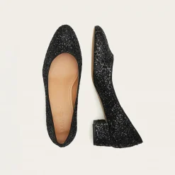 Migdal Czółenka Na Niskim Obcasie, Czarny Brokat