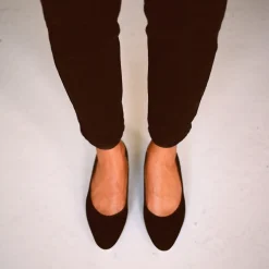 Migdal Czółenka Na Niskim Obcasie, Czarny Zamsz