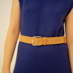 Pasek Szeroki Z Klamra, Piaskowy Welur