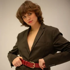 Pasek Szeroki Z Klamra, Szminkowy