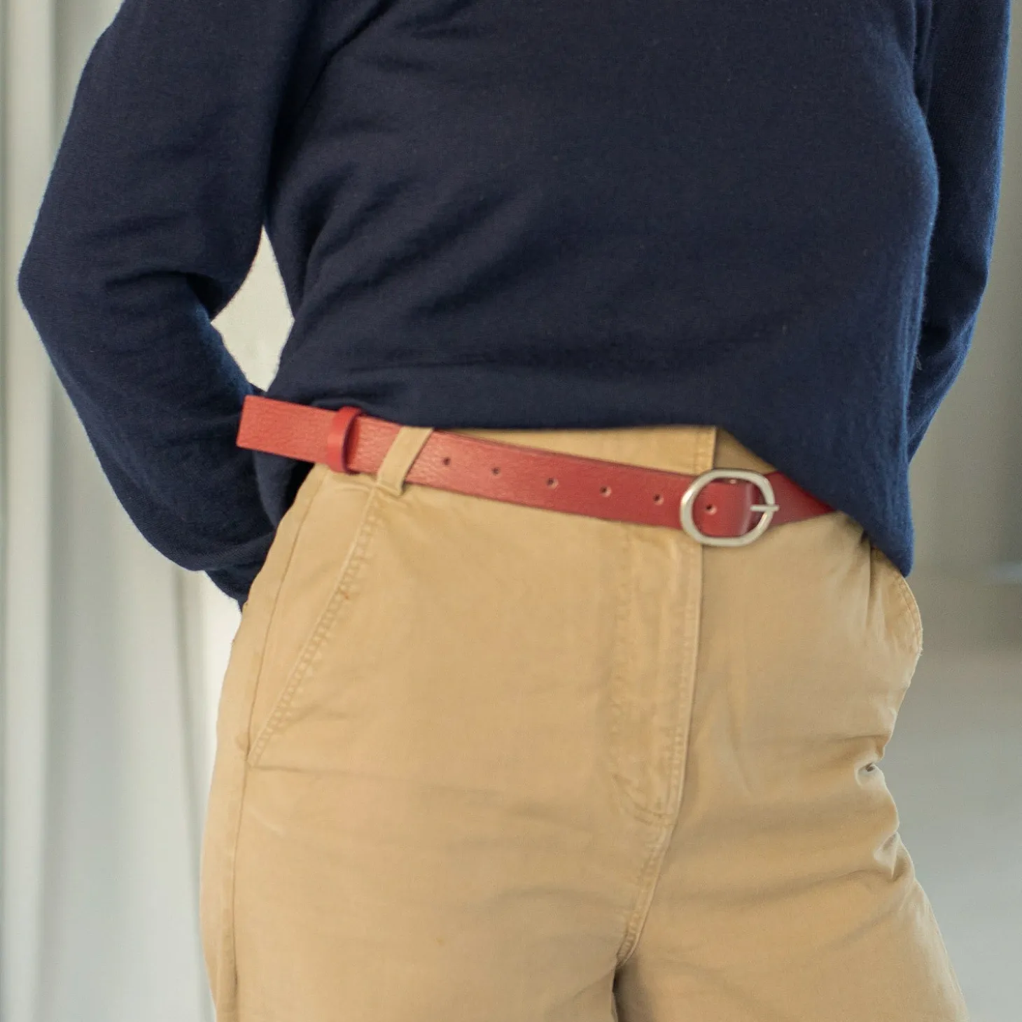 Pasek Z Owalna Klamra, Szminkowy