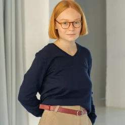 Pasek Z Owalna Klamra, Szminkowy