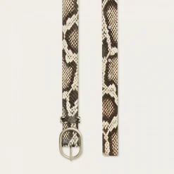 Pasek Z Owalna Klamra, Zlamana Biel Wzor Pytona