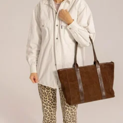 Sal Tote Poziom Torebka, Czekoladowy Braz Welur